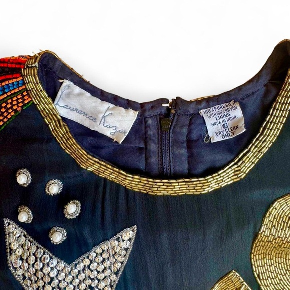 Laurence Kazar Black Beaded Vintage Party Dress - Picture 5 of 8